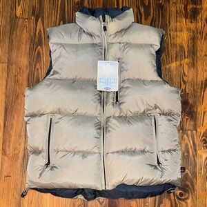 Old Navy Men's Gray & Navy Reversible Down Fill Frost Free Puffer Vest
